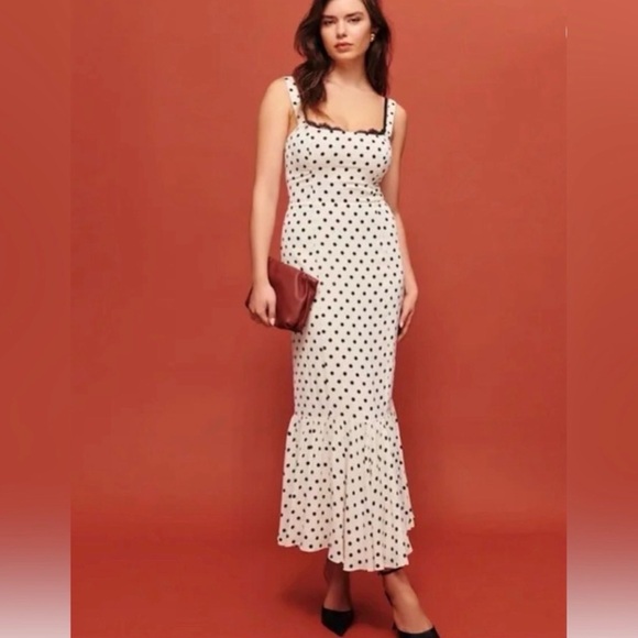 Reformation Dresses & Skirts - Reformation Black and White Polka Dot Midi Dress